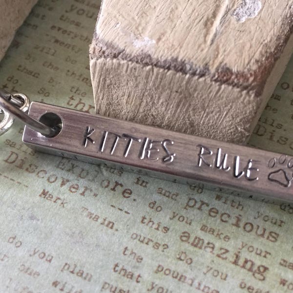 Hand Stamped Aluminum Key Ring, Medical Alert, Pet ID, Animals, Wedding and Bridal, Mothers Day, Fathers Day, Graduation, Free Shipping