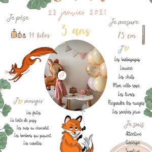 Affiche anniversaire personnalisée Renard