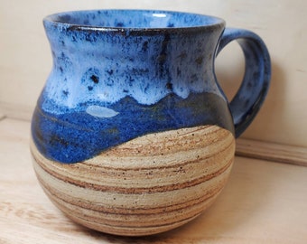Handmade Blue Marbled Pottery Mug