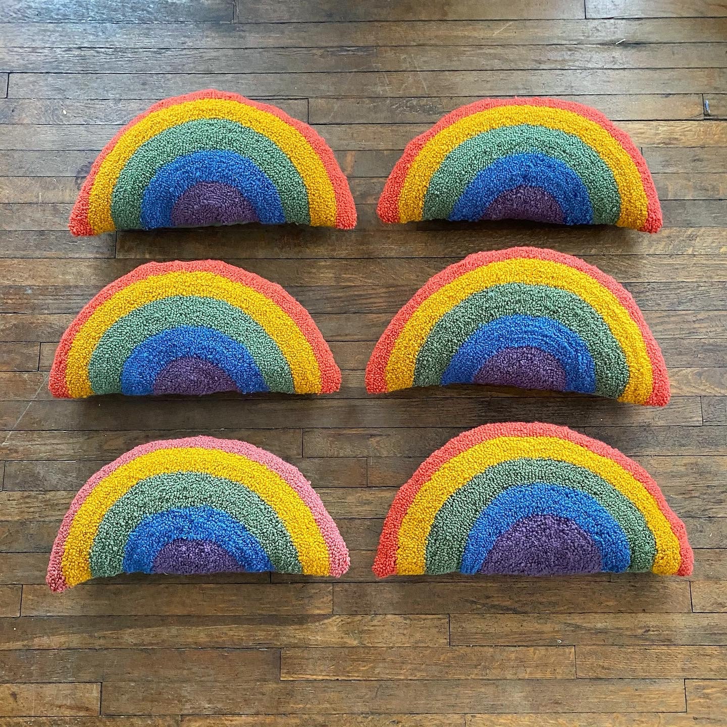 Hand Tufted Rainbow Pillow / 10 x 20 Decorative Punch Needle Etsy