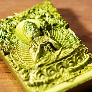 Japanese OMAMORI amulet charm for Health (diseases, pregnancy, etc.) metallic green color * deity-hea-5a