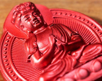 Japanse OMAMORI-amuletbedel voor geld (economische situatie, werk, zaken, overwinning, enz.) metallic rode kleur * godheid-mon-6a