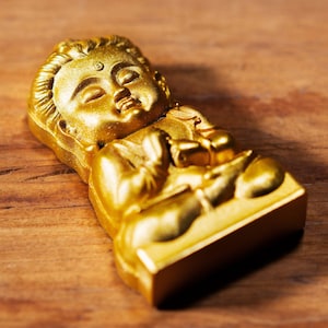 Japanese OMAMORI amulet charm for Protection (bad luck, negative energy, evil eye, curses, demons, etc.) brillant gold color * deity-pro-7b