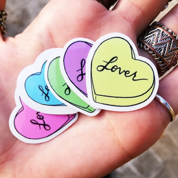 5 PCS Taylor Swift Lover Candy Heart Vinyl Stickers Original Art