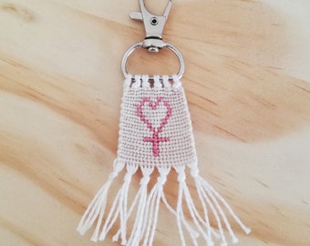 Lesbian Keychain - WLW Sapphic - Macrame Friendship Bracelet Knot