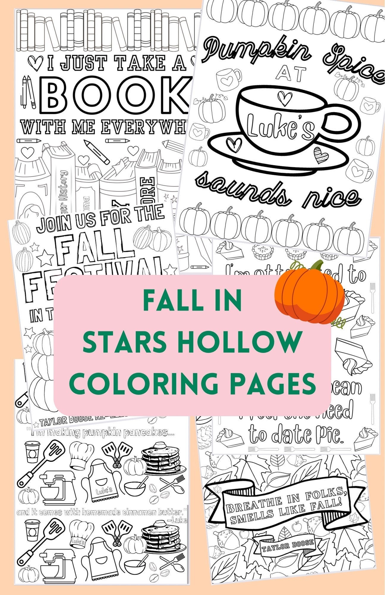 Gilmore Girls Fall Coloring - Stars Hollow Fall Coloring Pages - Gilmore Girls printable