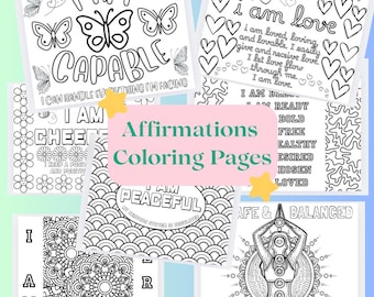 Libro para colorear de afirmaciones positivas: diseños inspiradores (descarga digital)