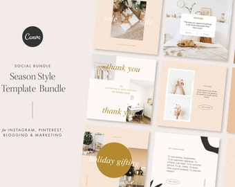 Season Style Template Bundle | Pinterest | Instagram | Blog | Canva | Chic Christmas and Holiday Themed