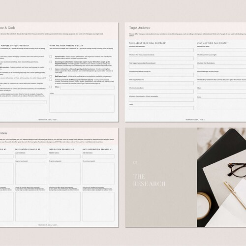 Website Content Copywriting Prompt Workbook | shops Indesign, Notion, Canva Template