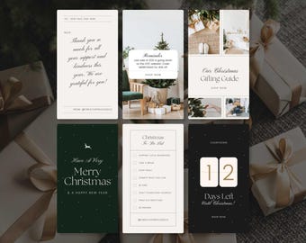 Modern Christmas Instagram Pack | For Canva | Minimalist Social Media Template Pack