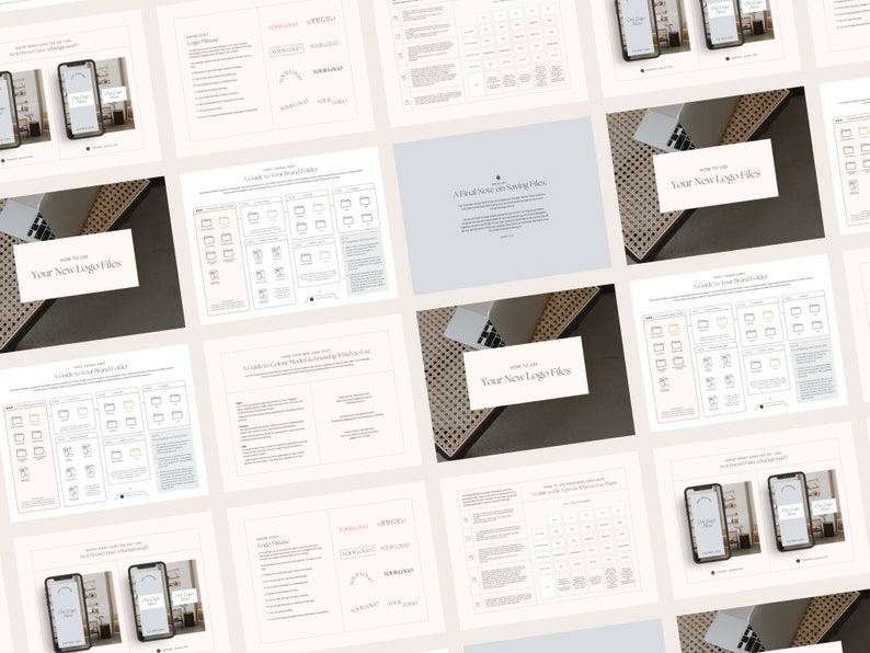 May include: A guide to using and organizing your new logo files. The guide includes a list of file types, sizes, and how to use them. The guide also includes a section on how to create a brand folder.