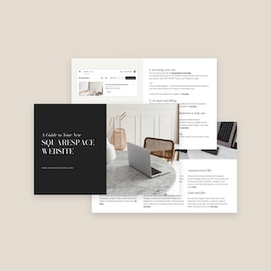May include: A guide to setting up a new Squarespace website. The guide includes information on accessing your site, account and billing, announcement bar, links and files, and more.