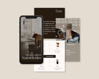 Year In Review Multi-Post Social Media Graphics | PHOTOSHOP and CANVA | Social Media Marketing Templates | Instagram Post Template