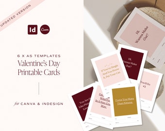 Valentine's Day A5 Printable Cards Designs | DIY Template | Indesign + Canva