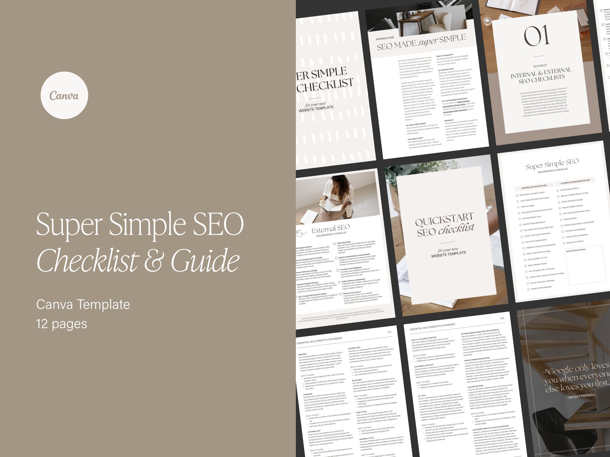 Super Simple Website SEO Guide Checklist CANVA TEMPLATE - Etsy