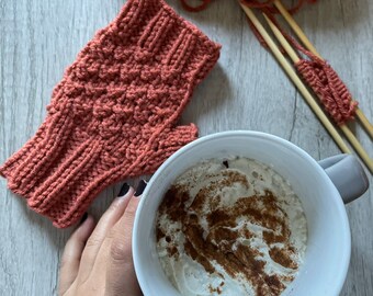 Boxie Fingerless Mitts/ Fingerless Mittens / Textured Mittens/ walking dog mitts