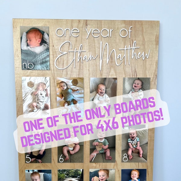 One year of | First Birthday Decor | First Year Photo Display | Baby Monthly Photos | One Year of Board | Birthday Decor | Monthly Milestone