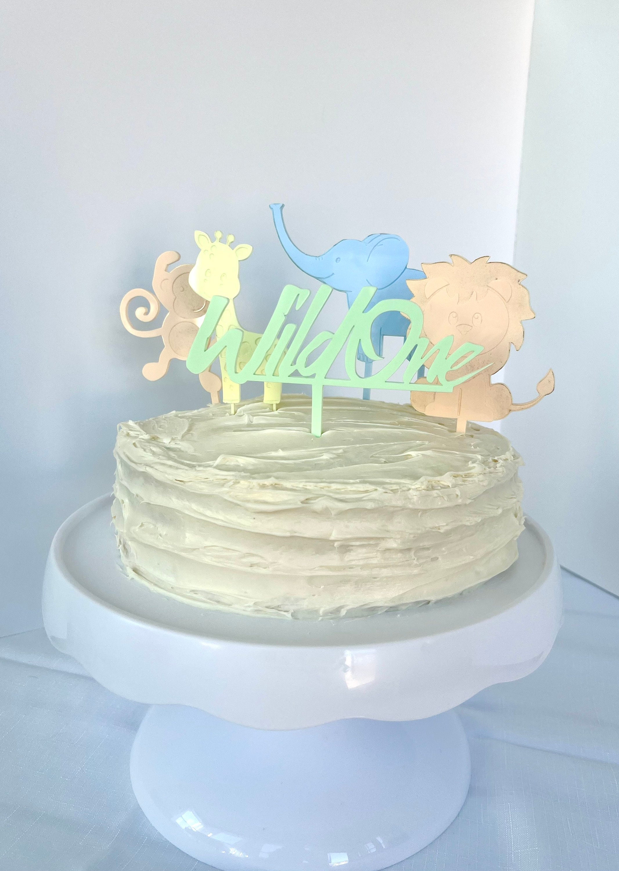Safari First Birthday Cake Topper | Acrylic Wild One Decor - Etsy