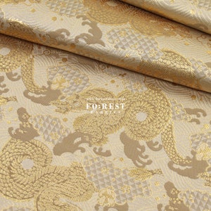 Gold Brocade - Dragon Japanese style KINRAN fabric Gold - 25cm