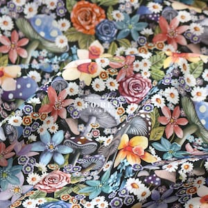 Liberty of London (tessuto in cotone Tana Lawn) - CURIOUS LAND Nero 23SPL- 50 cm