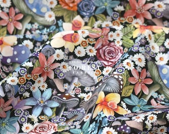 Liberty of London (Cotton Tana Lawn Fabric) - CURIOUS LAND Black  23SPL- 50cm