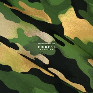 Gold Brocade - Camouflage Japanese style KINRAN fabric GREEN - 25cm