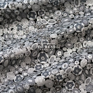 cotton - Gustav Klimt Jewel Ovals with Metallic fabric BLACK - 50cm