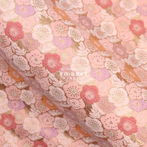 Gold Brocade - Sakura Japanese style KINRAN fabric PINK - 25cm
