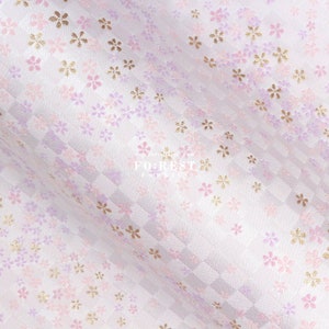 Gold Brocade - Tiny flower Square Japanese style KINRAN fabric White Purple - 25cm