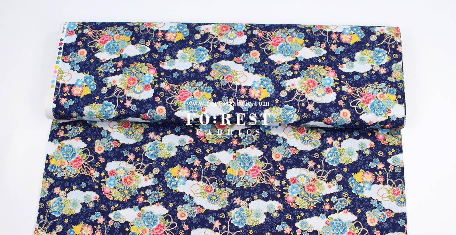 Cotton Decorative Sakura Cloud Flowers Japanese Style With