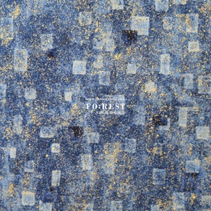 cotton - Gustav Klimt Square with Metallic fabric Blue - 50cm