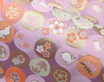 Gold Brocade - Sakura Rabbit Moon Japanese Style KINRAN Fabric