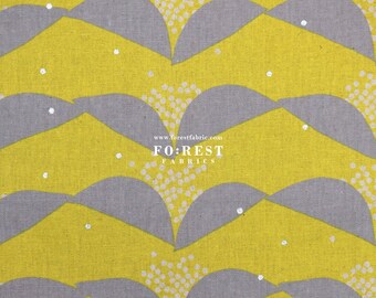 Echino - cotton linen - tsubomi flower tree Japanese Fabric YELLOW- 50cm