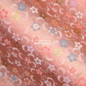 Gold Brocade - Star Flower Japanese style KINRAN fabric PINK - 25cm