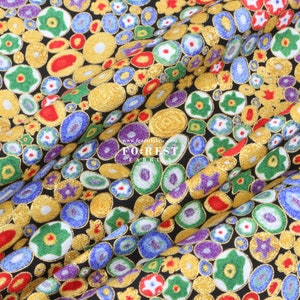 cotton - Gustav Klimt Jewel Ovals with Metallic fabric - 50cm