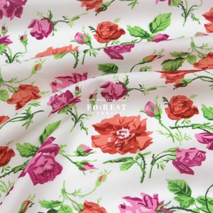 Liberty of London (Organic Tana Lawn Fabric) - Painterly Rose Flower RED  - 50cm