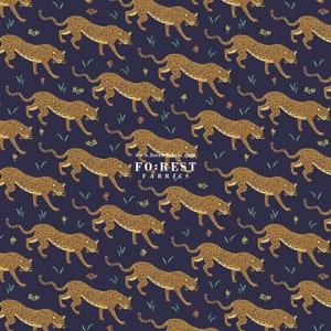 Baumwolle - Rifle Paper Co Baumwolle und Stahlgewebe - Camont Jaguar Navy Metallic - 50cm