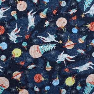 cotton - Merry Spacemas X&#39;ams chrismas fabric - 50cm