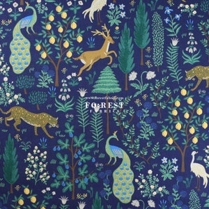 Cotton Linen Canvas - Rifle Paper Co Baumwoll- und Stahlgewebe - Camont Menagerie Navy - 50cm