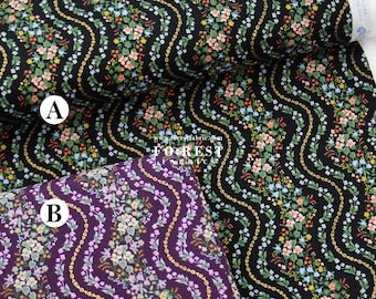 Katoen - Rifle Paper Co Katoen en staalstof - Dahlia Wildwood Vines metallic stof - 50 cm