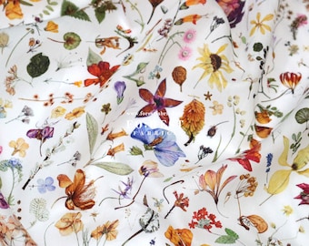 Liberty of London (Cotton Tana Lawn Fabric) - FLORAL EVE White - 50cm