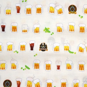 cotton - happy hour beer fabric natural - 50cm