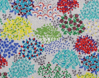 Echino - cotton linen - Sketch Japanese Fabric Colourful C- 50cm