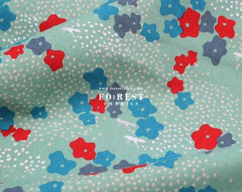 Echino - cotton linen - Floret Fox Japanese Fabric Melon - 50cm