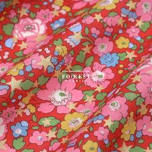 Liberty of London (Tessuto di cotone Tana Lawn) - Betsy Star D ROSSO - 50 cm