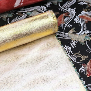 Gold Brocade - Traditional Wave Japanese style KINRAN fabric GOLD - 25cm