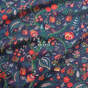 Liberty of London (Tessuto di cotone Tana Lawn) - Jeweltopia Natale NAVY - 50 cm