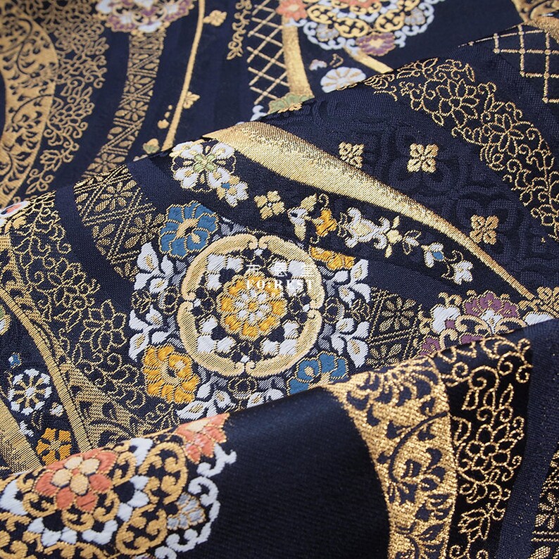 Gold Brocade (Kinran)  Fabric -  Turtle Shell Pattern