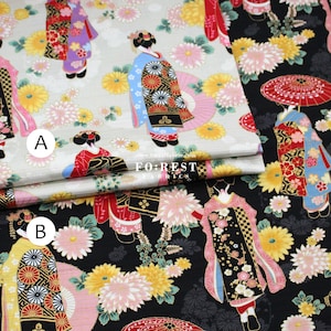 dobby cotton - Kyoto Geisha Japanese Style fabric - 50cm