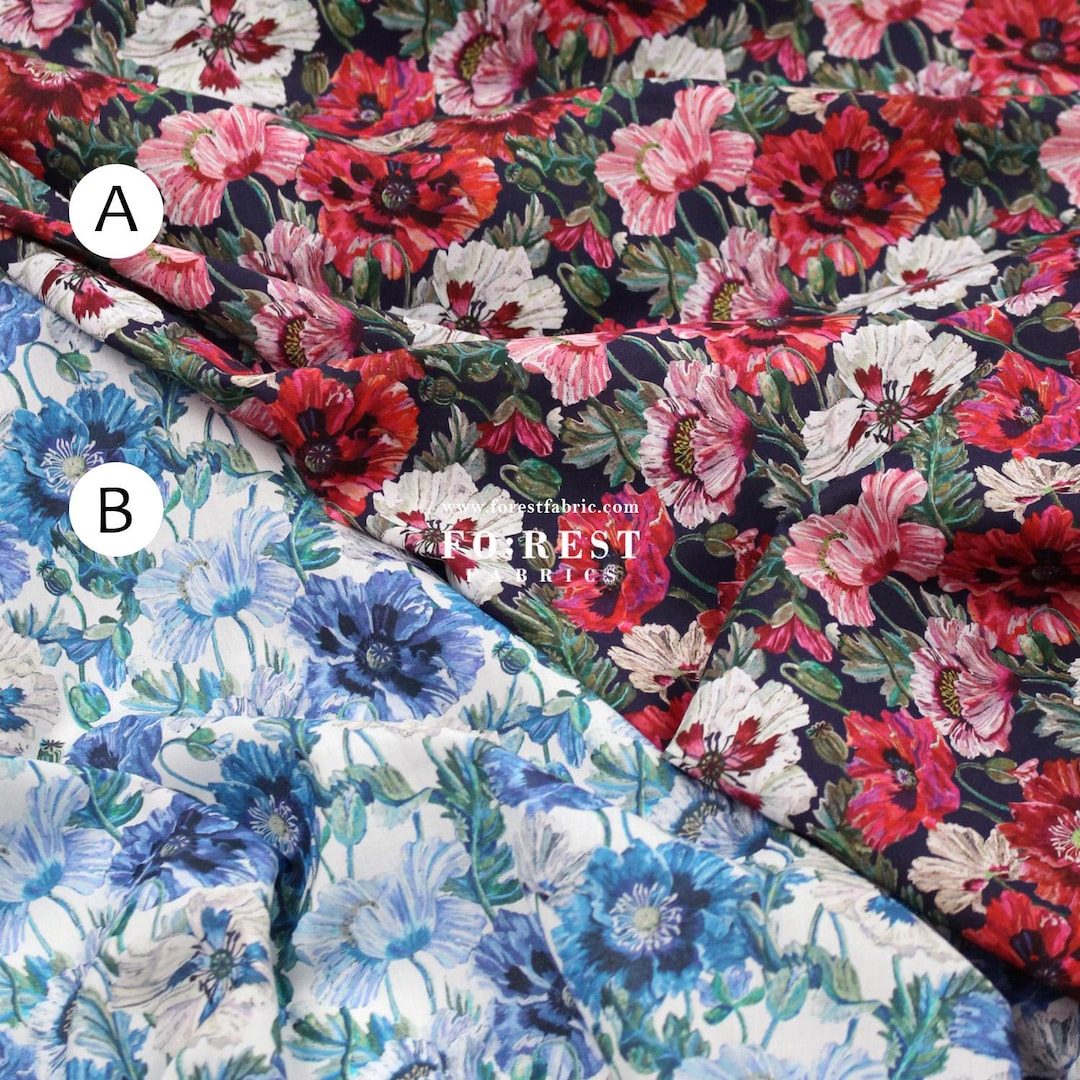Liberty of London (cotton Tana Lawn Fabric) - Flower Poppy Amelie ...